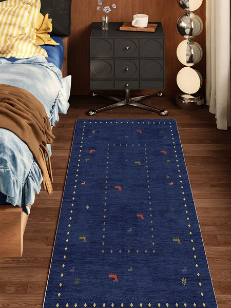 Modern Runner Rugs Next to Bed, Contemporary Runner Rugs for Living Room, Blue Runner Rugs for Hallway, Bathroom Runner Rugs, Kitchen Runner Rugs-LargePaintingArt.com