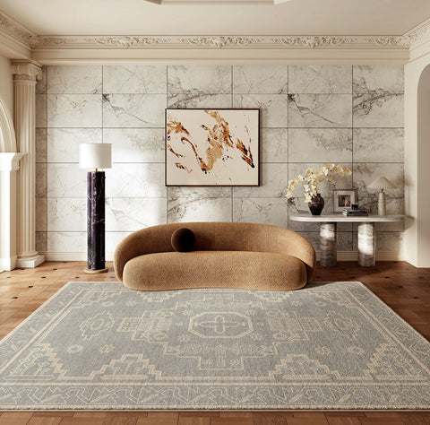 Contemporary Abstract Rugs Next to Bed, Geometric Modern Carpets for Office, Vintage Soft Turkish Rug for Living Room, Large Modern Rugs under Dining Room Table-LargePaintingArt.com