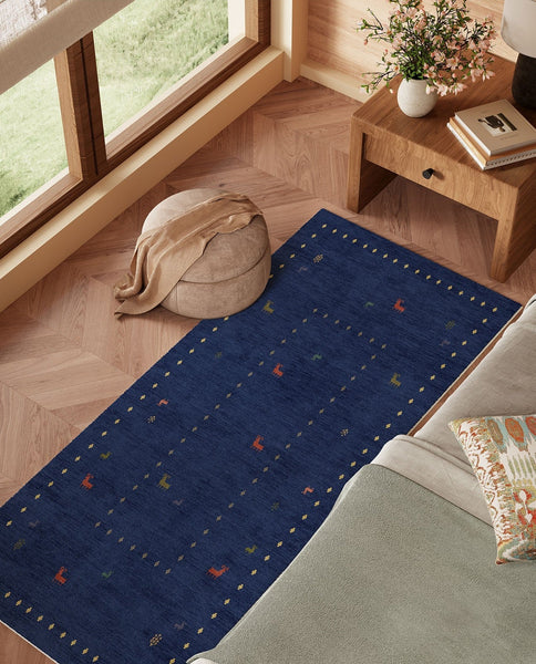 Modern Runner Rugs Next to Bed, Contemporary Runner Rugs for Living Room, Blue Runner Rugs for Hallway, Bathroom Runner Rugs, Kitchen Runner Rugs-LargePaintingArt.com