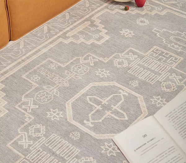 Contemporary Abstract Rugs Next to Bed, Geometric Modern Carpets for Office, Vintage Soft Turkish Rug for Living Room, Large Modern Rugs under Dining Room Table-LargePaintingArt.com