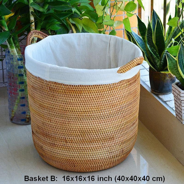 Round Storage Baskets, Extra Large Rattan Storage Baskets, Oversized Laundry Storage Baskets, Storage Baskets for Clothes, Storage Baskets for Bathroom-LargePaintingArt.com
