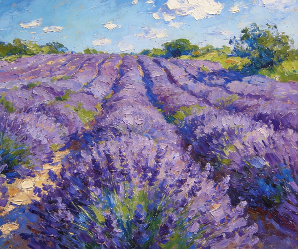 Vibrant Provence Lavender Landscape, Original Wall Art Paintings, Landscape Paintings for Living Room, Small Paintings on Canvas, Landscape Oil Paintings, Hand Painted Canvas Art-LargePaintingArt.com