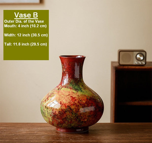 Large Pottery Flower Vases, Handmade Water Holding Flower Vases, Modern Bouquet Flower Vases, Centerpiece on Dining Table, Flower Vase on Table-LargePaintingArt.com