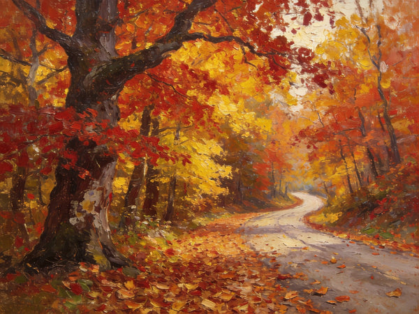 Tranquil Autumn Forest Scene, Small Oil Paintings, Original Wall Art Paintings, Hand Painted Canvas Art, Landscape Canvas Paintings for Dining Room-LargePaintingArt.com