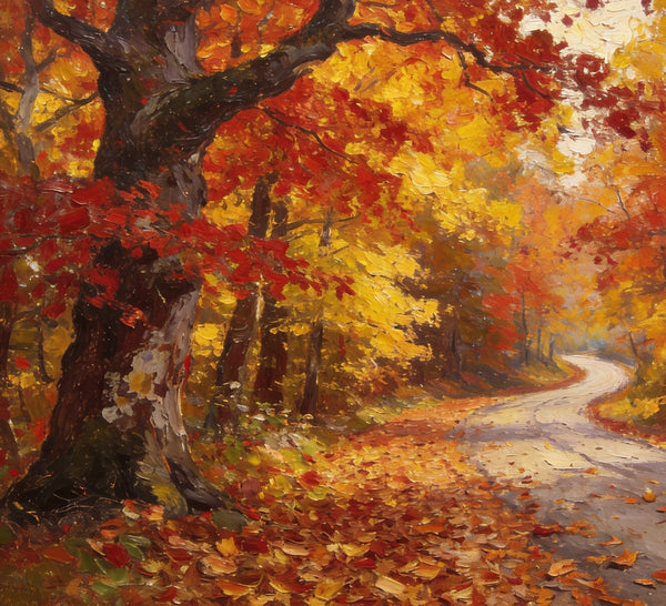 Tranquil Autumn Forest Scene, Small Oil Paintings, Original Wall Art Paintings, Hand Painted Canvas Art, Landscape Canvas Paintings for Dining Room-LargePaintingArt.com