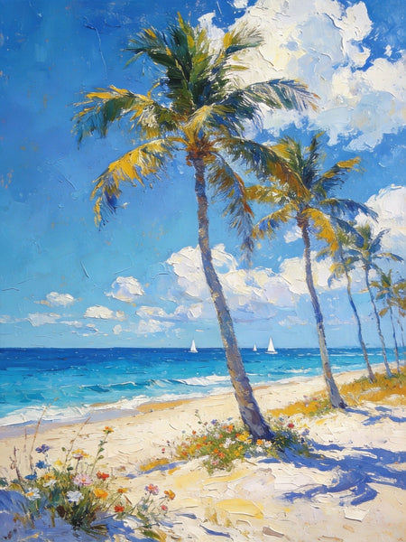 Landscape Canvas Paintings, Beachside Beauty, Seashore Painting, Beach Oil Paintings, Original Landscape Paintings, Hand Painted Canvas Art, On Canvas Small Paintings-LargePaintingArt.com