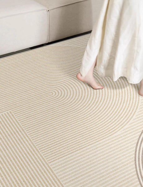 Abstract Contemporary Rugs for Bedroom, Modern Rugs under Sofa, Dining Room Floor Rugs, Modern Rugs for Office, Large Cream Color Rugs in Living Room-LargePaintingArt.com