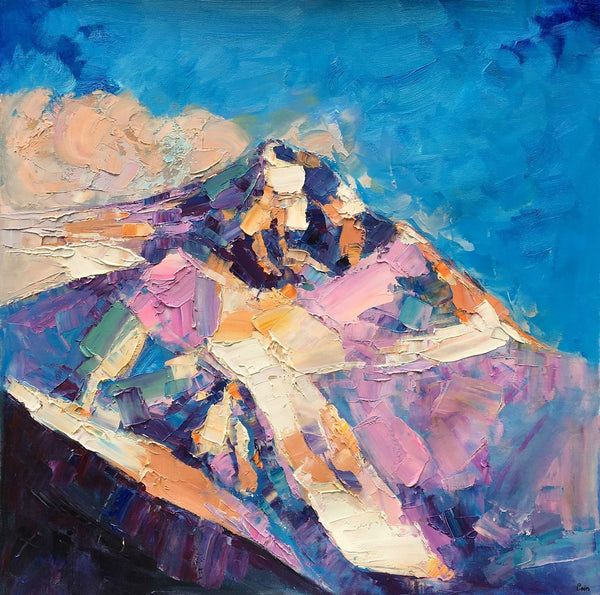 Abstract Landscape Painting, Mountain Landscape Painting, Bedroom Canvas Paintings, Custom Original Oil Painting on Canvas-LargePaintingArt.com