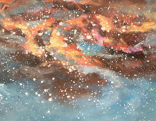 Landscape Oil Painting, Starry Night Sky Painting, Heavy Texture Painting, Custom Abstract Painting-LargePaintingArt.com
