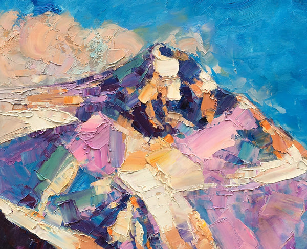 Abstract Landscape Painting, Mountain Landscape Painting, Bedroom Canvas Paintings, Custom Original Oil Painting on Canvas-LargePaintingArt.com