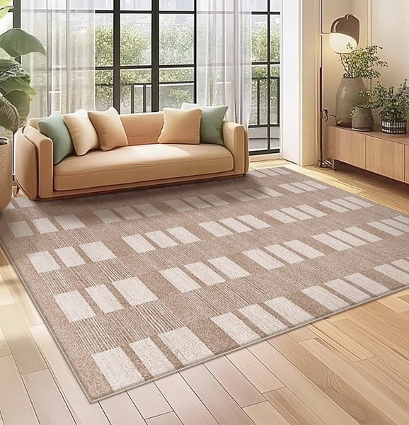 Contemporary Abstract Rugs under Dining Room Table, Mid Century Modern Rugs for Bedroom, Large Modern Rugs for Living Room-LargePaintingArt.com