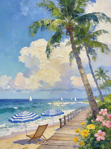 Original Landscape Art, Beach Paradise Found, Hand Painted Canvas Art, Buy Paintings Online, Heavy Texture Wall Art Paintings, Small Paintings On Canvas-LargePaintingArt.com