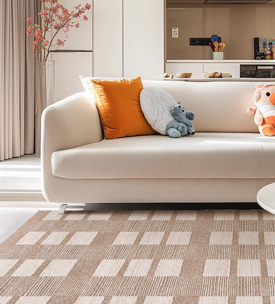 Contemporary Abstract Rugs under Dining Room Table, Mid Century Modern Rugs for Bedroom, Large Modern Rugs for Living Room-LargePaintingArt.com