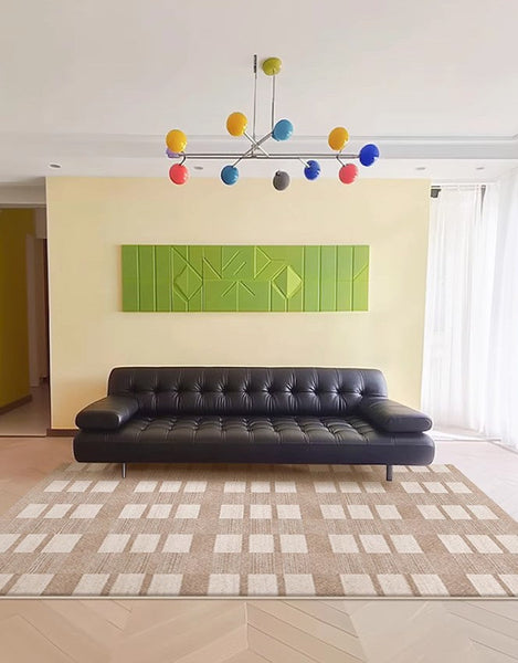 Contemporary Abstract Rugs under Dining Room Table, Mid Century Modern Rugs for Bedroom, Large Modern Rugs for Living Room-LargePaintingArt.com
