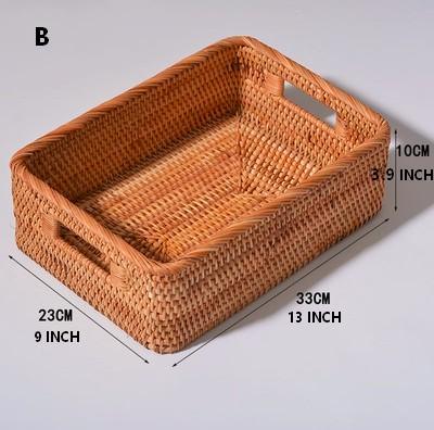 Rectangular Storage Baskets for Pantry, Rattan Storage Basket for Shelves, Storage Baskets for Kitchen, Woven Storage Baskets-LargePaintingArt.com