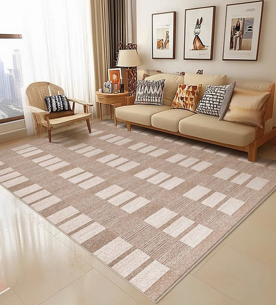 Contemporary Abstract Rugs under Dining Room Table, Mid Century Modern Rugs for Bedroom, Large Modern Rugs for Living Room-LargePaintingArt.com
