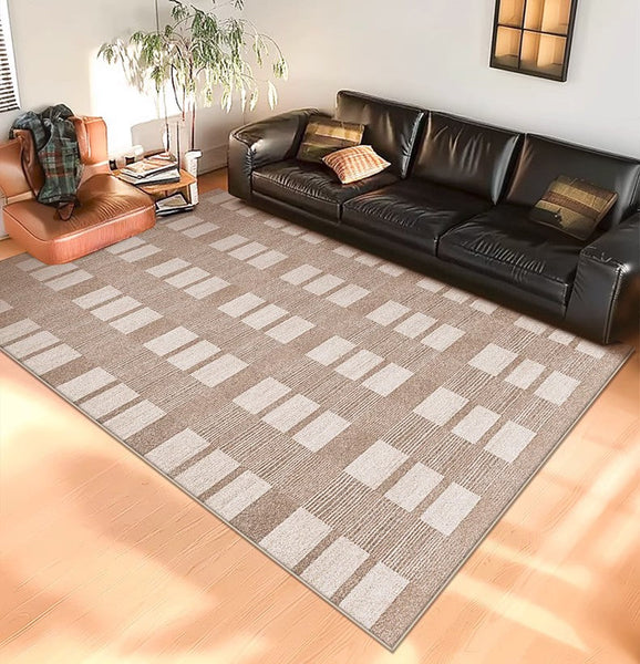 Contemporary Abstract Rugs under Dining Room Table, Mid Century Modern Rugs for Bedroom, Large Modern Rugs for Living Room-LargePaintingArt.com