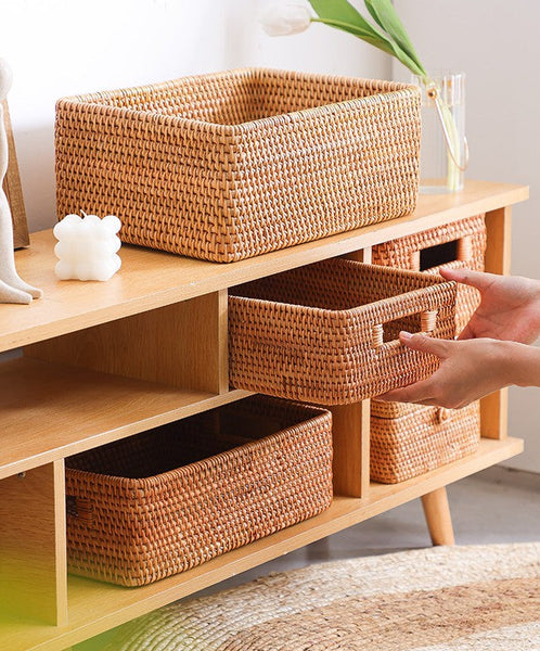 Laundry Storage Baskets, Rattan Storage Baskets for Kitchen, Storage Basket for Shelves, Kitchen Storage Basket, Storage Baskets for Bathroom-LargePaintingArt.com