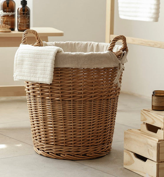 Large Food Storage Basket with Handle, Natural Hand-woven Wicker Storage Basket for Clothes, Willow Weaving Baskets for Clothes, Extra Large Kitchen Storage Baskets-LargePaintingArt.com