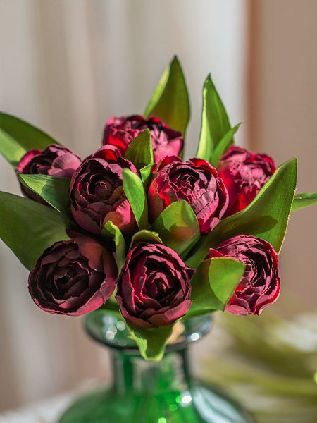 Purple Tulip Flowers, Bedroom Flower Arrangement Ideas, Spring Artificial Floral for Dining Room Table, Simple Modern Floral Arrangement Ideas for Home Decoration-LargePaintingArt.com