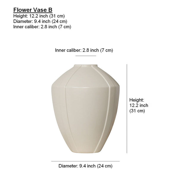 Centerpiece Ceramic Bouquet Vases, Porcelain Vases for Modern Home Decor, Large Contemporary Vases on Dining Table, Handmade Modern Flower Vase-LargePaintingArt.com