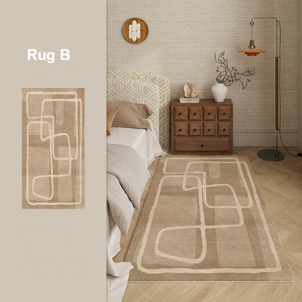 Unique Geometric Modern Rugs under Dining Room Table, Brown Modern Carpets for Office, Abstract Modern Rugs for Living Room, Contemporary Modern Rugs Next to Bed-LargePaintingArt.com