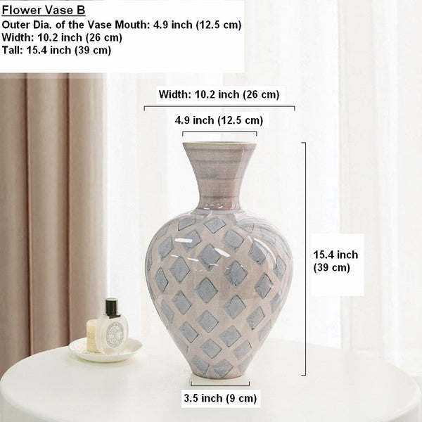 Contemporary Vases for Modern Home Decor, Porcelain Flower Vases, Flower Vases on Table, Ceramic Bouquet Vases, Dining Table Centerpiece-LargePaintingArt.com