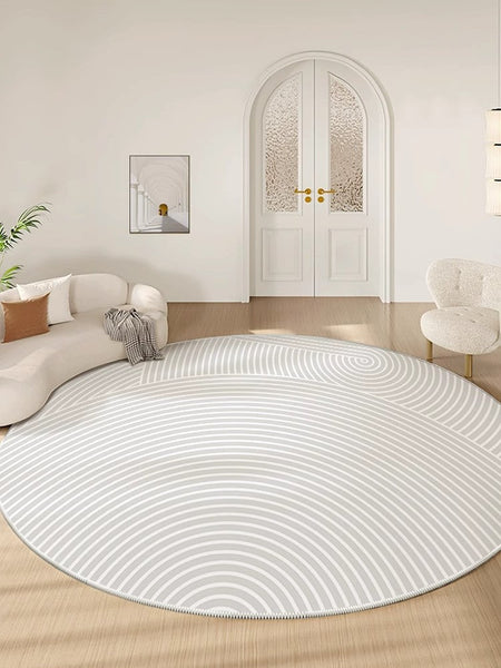 Contemporary Round Rugs Next to Bed, Abstract Modern Rugs for Living Room, Geometric Carpets for Sale, Circular Rugs under Dining Room Table-LargePaintingArt.com