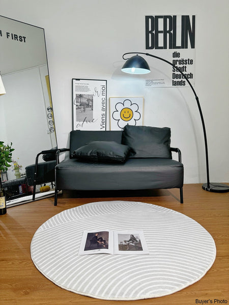 Contemporary Round Rugs Next to Bed, Abstract Modern Rugs for Living Room, Geometric Carpets for Sale, Circular Rugs under Dining Room Table-LargePaintingArt.com