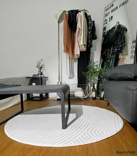 Contemporary Round Rugs Next to Bed, Abstract Modern Rugs for Living Room, Geometric Carpets for Sale, Circular Rugs under Dining Room Table-LargePaintingArt.com