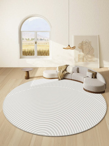 Contemporary Round Rugs Next to Bed, Abstract Modern Rugs for Living Room, Geometric Carpets for Sale, Circular Rugs under Dining Room Table-LargePaintingArt.com