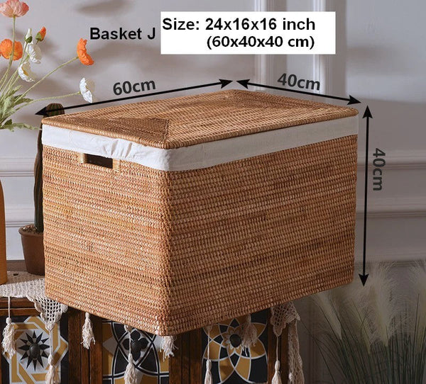 Oversized Rattan Storage Basket, Extra Large Rectangular Storage Basket for Clothes, Storage Baskets for Bathroom, Bedroom Storage Baskets-LargePaintingArt.com