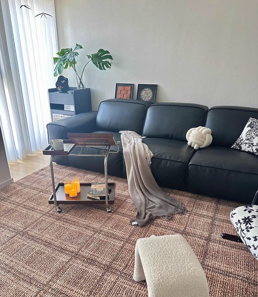 Geometric Modern Rugs for Dining Room, Dining Room Floor Carpets, Mid Century Modern Living Room Rugs, Brown Contemporary Area Rugs for Bedroom-LargePaintingArt.com