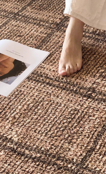 Geometric Modern Rugs for Dining Room, Dining Room Floor Carpets, Mid Century Modern Living Room Rugs, Brown Contemporary Area Rugs for Bedroom-LargePaintingArt.com