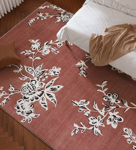 Abstract Contemporary Rugs Next to Bed, Flower Pattern Contemporary Modern Rugs, Modern Rugs for Living Room, Modern Rugs for Dining Room-LargePaintingArt.com