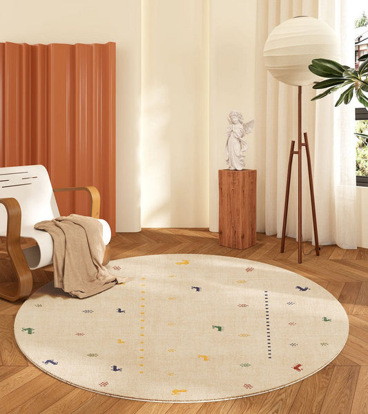 Geometric Modern Rug Ideas for Living Room, Circular Modern Rugs for Bathroom, Modern Rugs for Children's Room, Abstract Contemporary Round Rugs for Dining Room-LargePaintingArt.com