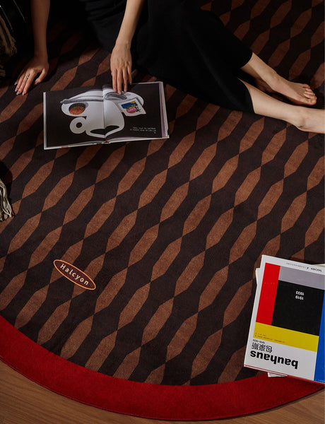 Geometric Modern Rugs for Living Room, Mid Century Circular Rugs for Bedroom, Abstract Contemporary Round Rugs under Chairs, Modern Rugs for Dining Room-LargePaintingArt.com