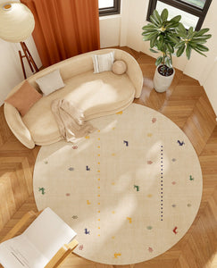 Geometric Modern Rug Ideas for Living Room, Circular Modern Rugs for Bathroom, Modern Rugs for Children's Room, Abstract Contemporary Round Rugs for Dining Room-LargePaintingArt.com