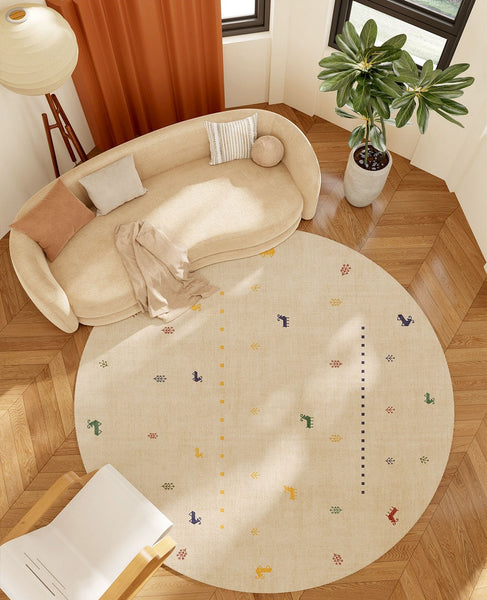 Geometric Modern Rug Ideas for Living Room, Circular Modern Rugs for Bathroom, Modern Rugs for Children's Room, Abstract Contemporary Round Rugs for Dining Room-LargePaintingArt.com