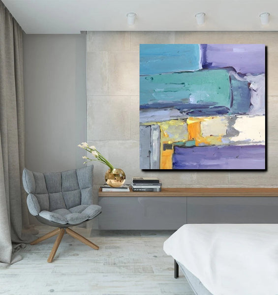 Canvas Painting for Living Room, Simple Modern Paintings, Blue Abstract Modern Paintings, Acrylic Painting on Canvas, Hand Painted Canvas Art-LargePaintingArt.com
