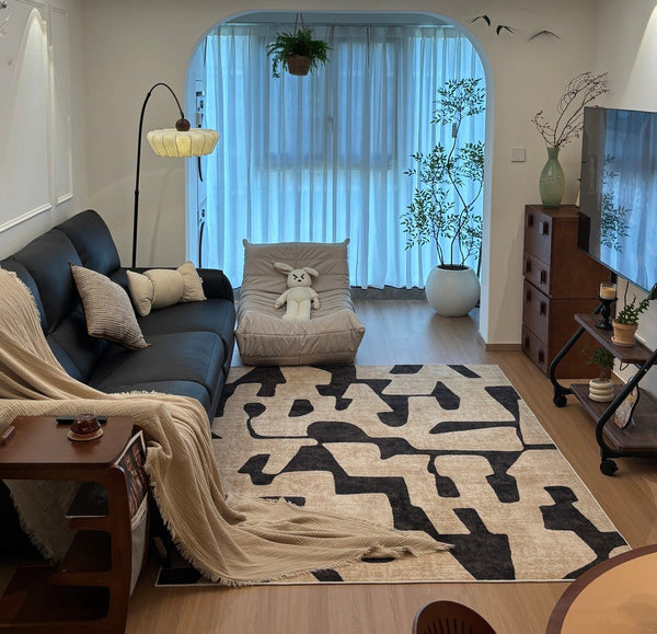 Large Modern Rugs for Living Room, Modern Rugs under Dining Room Table, Contemporary Abstract Rugs Next to Bed, Geometric Modern Carpets for Office-LargePaintingArt.com