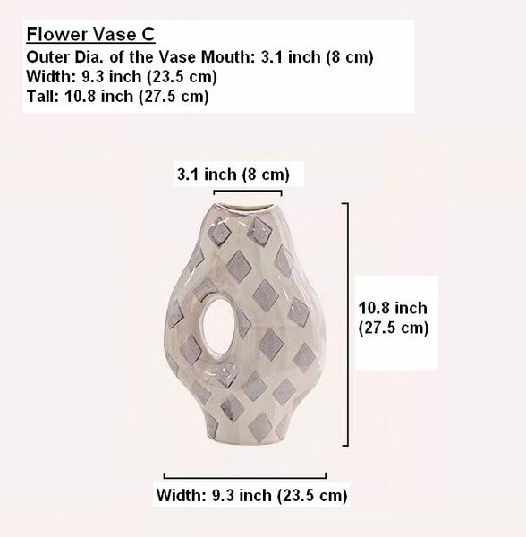 Contemporary Vases for Modern Home Decor, Porcelain Flower Vases, Flower Vases on Table, Ceramic Bouquet Vases, Dining Table Centerpiece-LargePaintingArt.com