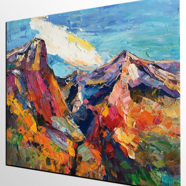 Abstract Art Landscape, Canvas Wall Art Paintings, Mountain Landscape Painting, Custom Landscape Oil Painting-LargePaintingArt.com