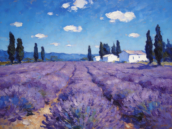 Gorgeous Provence Lavender Landscape, Small Oil Paintings, Canvas Wall Art Paintings, Hand Painted Canvas Art, Landscape Canvas Paintings, Original Oil Paintings-LargePaintingArt.com