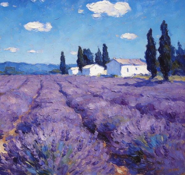 Gorgeous Provence Lavender Landscape, Small Oil Paintings, Canvas Wall Art Paintings, Hand Painted Canvas Art, Landscape Canvas Paintings, Original Oil Paintings-LargePaintingArt.com
