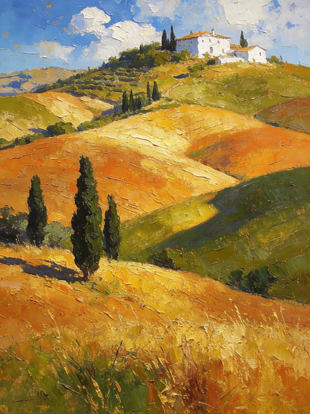 Small Oil Paintings, The Tuscan Countryside, Original Small Paintings, Landscape Oil Paintings, Hand Painted Canvas Art-LargePaintingArt.com