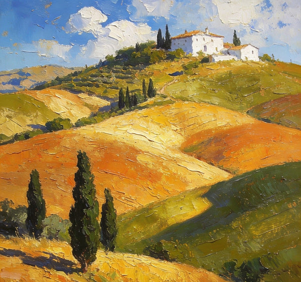 Small Oil Paintings, The Tuscan Countryside, Original Small Paintings, Landscape Oil Paintings, Hand Painted Canvas Art-LargePaintingArt.com