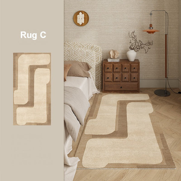 Unique Geometric Modern Rugs under Dining Room Table, Brown Modern Carpets for Office, Abstract Modern Rugs for Living Room, Contemporary Modern Rugs Next to Bed-LargePaintingArt.com