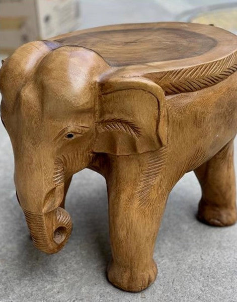 Elephant Sofa Stool, Dining Table Stool, Handmade Solid Wood low Stool, Elephant Wooden Stool, Creative Shoe-changing Stool-LargePaintingArt.com