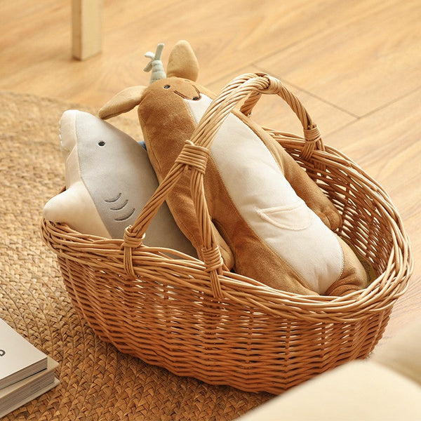 Large Kitchen Storage Baskets, Picnic Storage Basket with Handle, Hand-woven Wicker Storage Basket, Willow Weaving Baskets for Vegetable, Natural Fruit Basket-LargePaintingArt.com